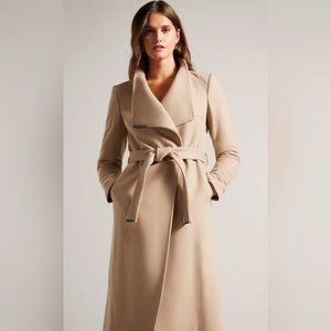 Ted Baker Rose Midi Wool Wrap Coat New with tags size 5 (US size 12). Camel